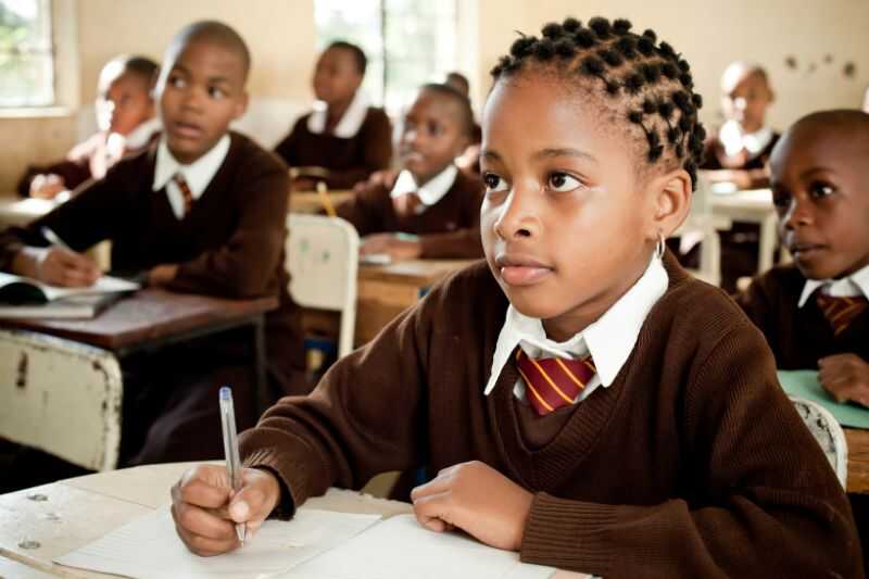 An Attentive Child At A School Desk